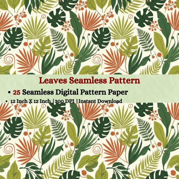 Leaves Seamless Digital Pattern Texture,Repeating Patterns,Instant Digital Download,Digital Fabrics Pattern,Digital Pattern Texture,Printable Pattern Texture|#41_SP